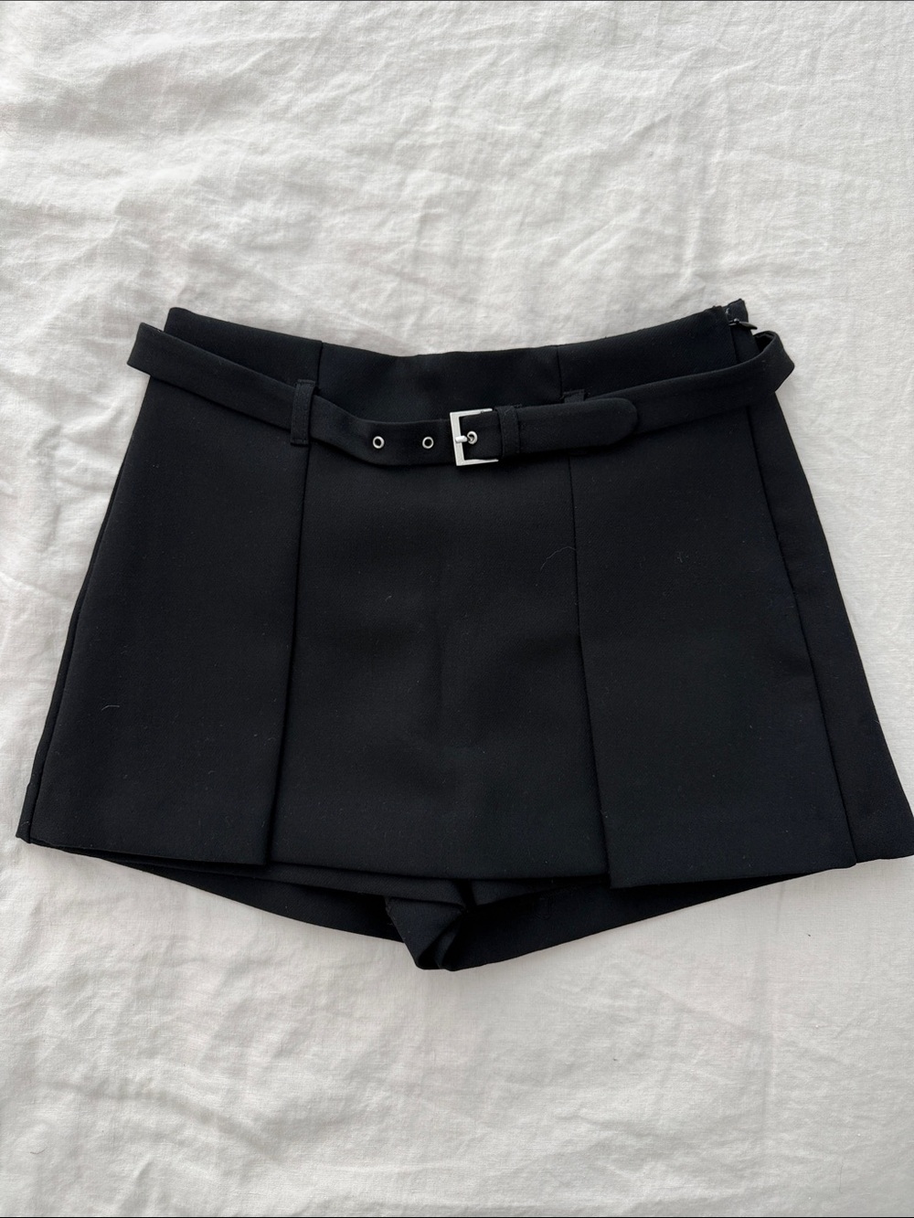 Zara Black Belted Pleated Skort